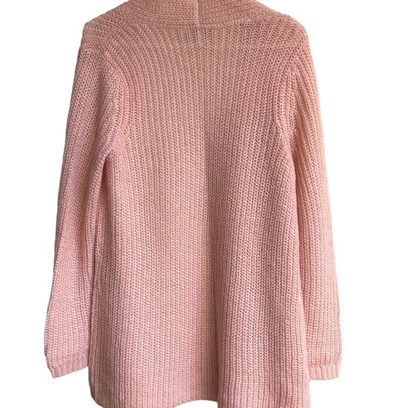 Chico’s Women’s Open Front Lightweight Long Cardigan Sweater Peach Coral Size 12 - Picture 4 of 8
